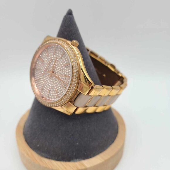 Michael Kors Slim Runway Rose Gold Tone Watch Crystal Face and Bezel   Working! - Picture 7 of 9